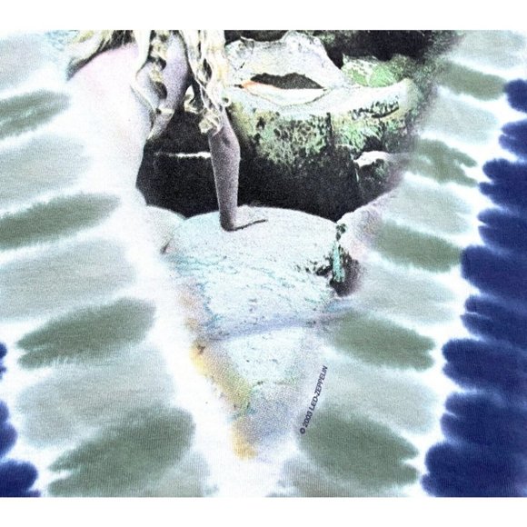 Vtg Led Zeppelin Houses Of The Holy Liquid Blue Tie Dye Band Shirt AOP Mens L - Picture 4 of 9